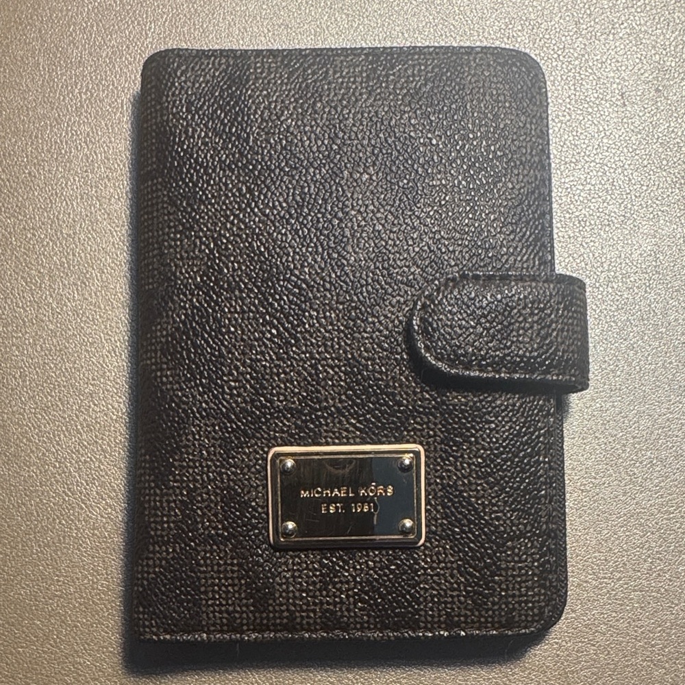 Michael Kors Textured Brown Passport Wallet